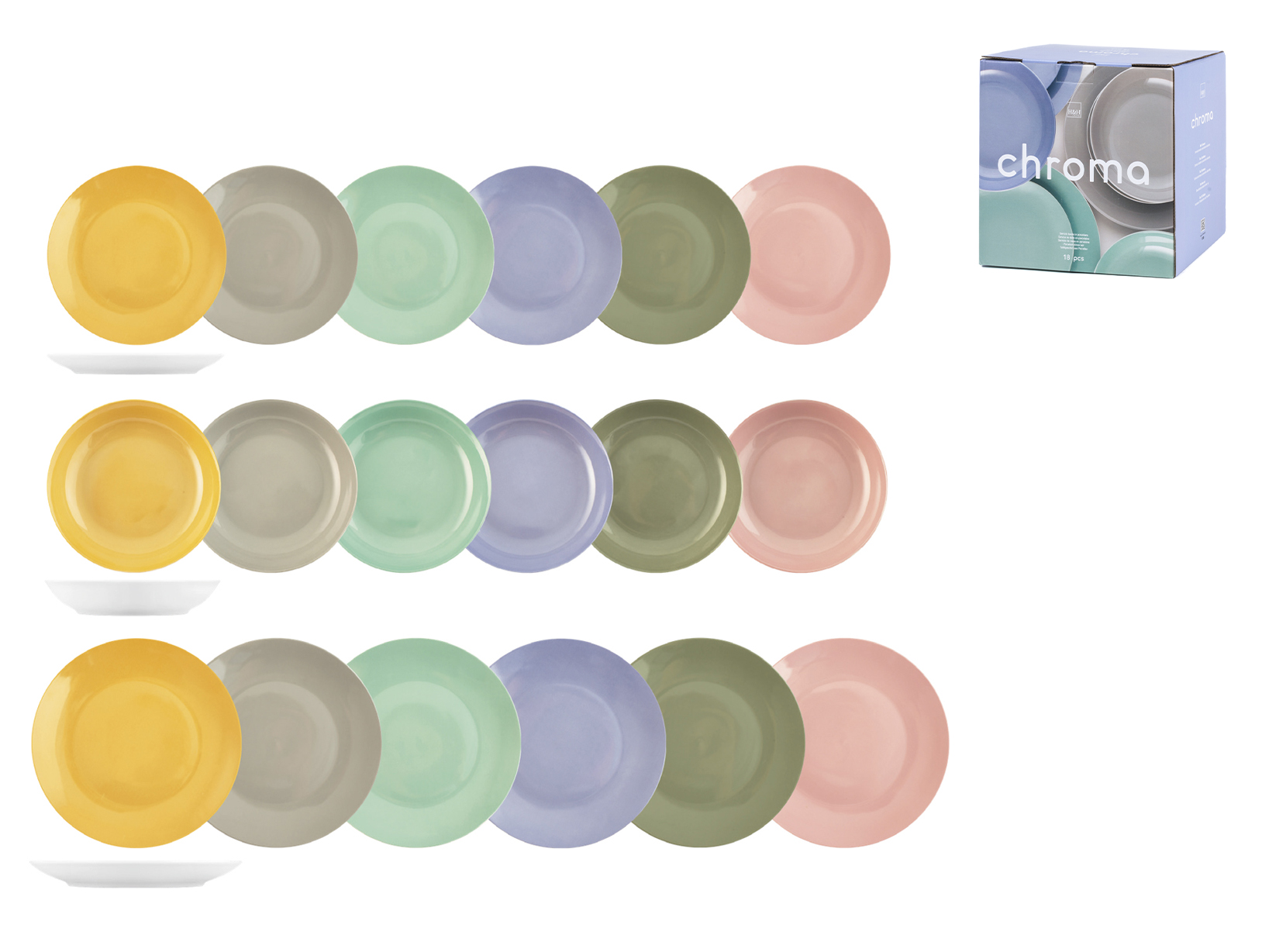 Servizio Tavola H&H Amelie 18 Pezzi - Porcellana New Bone China, Design Fiori E Pois - Foto 12